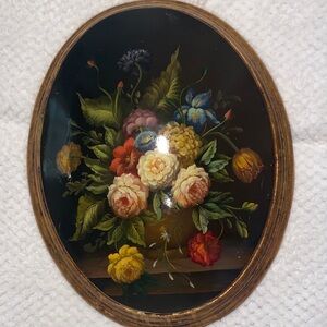 Floral Oval Wall Art with Vibrant Colors